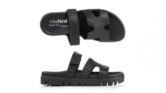 VITAFORM Damen-Pantolette Nappaleder Klettriemen Sohle Lara