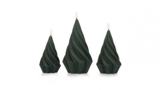 ELAMBIA 3 LED-Kerzen Tannenbaum gedreht Flamme Luma, Timer H. 15,5 17,5 & 21,5cm