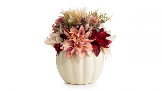 LUMIDA Flora künstliches Gesteck Designvase LEDs, Timer Höhe 33cm, Ø 40cm