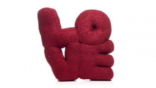 COZEE HOME 1 gef. Dekokissen LOVE MF Teddy Bouclé ca. 38x38x6cm