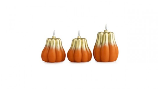 ELAMBIA 3 LED-Kürbiskerzen Design Gold-Ombré Flamme Luma, Timer Höhe 12cm & 15cm