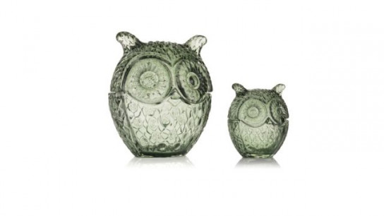 ABELLA Casa 2 Glas-Gefäße Eulen-Form lebensmittelecht Höhe 9cm & 14cm