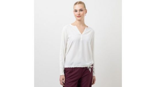 STEFFEN SCHRAUT Blusenshirt, langarm Kordelzug am Saum Steindekoration aus ECOVERO™ Viskose