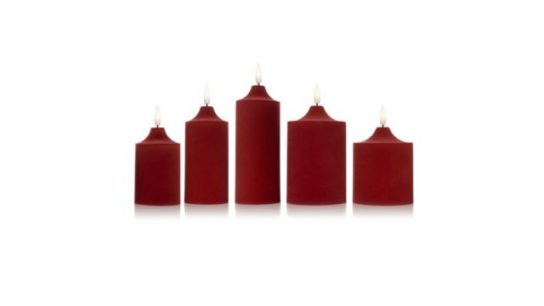 ELAMBIA 5 LED-Kerzen Samt-Oberfläche Flamme Luma, Timer Höhe 12,5cm - 17,5cm