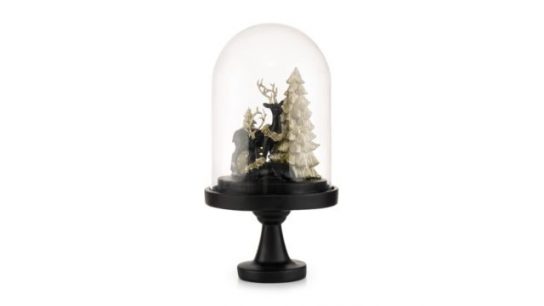 LUMIDA Xmas Hirsch-Szenerie unter Glasglocke inkl. 8 LEDs & Timer Höhe ca. 42cm, Ø 22cm